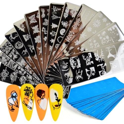 New People Image Line Pictures Nail Stamping Plates Marble Image Stamp Templates Geometric Printing Stencil Tools