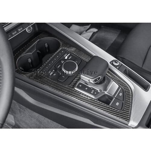 Carbon Fiber Car Control Gear Shift Panel Decorative Frame Cover Trim For Audi a4 b9 2016 2017 Styling