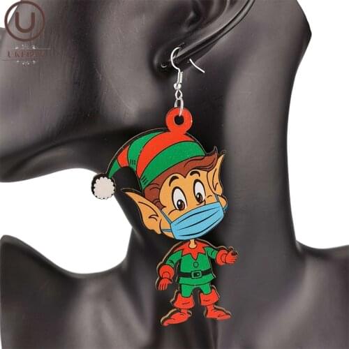 UKEBAY New Christmas Jewelry Wooden Earrings For Women Big Earrings Strange Gothic Long Earring Festival Gift Party Jewellery