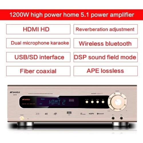 1200W 5.1 High-power Amplifier UX70 HD Bluetooth Home Theater Audio Lossless Fever Hifi Subwoofer Amplifier Fiber Coaxial