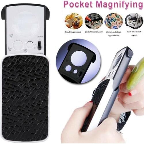 30X 60X 90X Pockets Magnifying Magnifier Jeweler Eye Glass Loupe Loop with LED Light 8.5*4.5*2CM