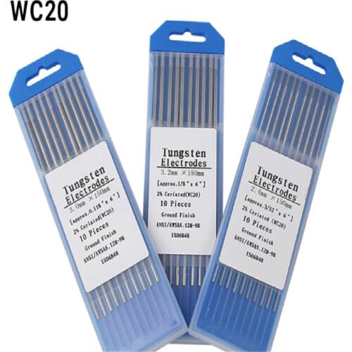 WC20 10 Piece Gray Color 3.2mm*150mm(1/8''x6'') Ceriated Tungsten Electrode Head Tungsten Needle/Rod For Welding Machine