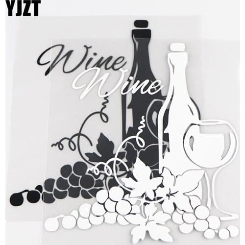 YJZT 13.9×15.3CM Wine And Grape Vinyl Car Stickers Decals Grape Lovely Decoration Black / Silver 10A-0775