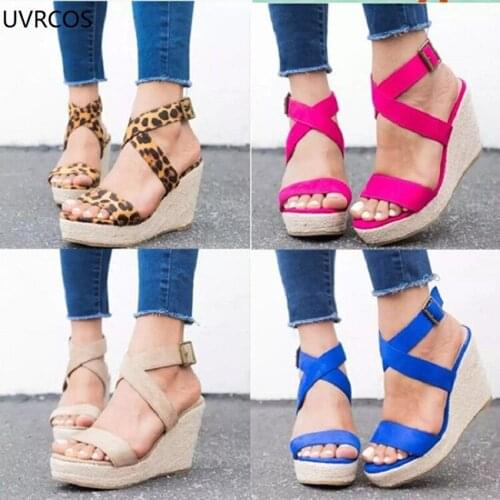 Summer new European and American plus-size braided wedges ladies sandals thick sponge cake waterproof platform fashion shoes