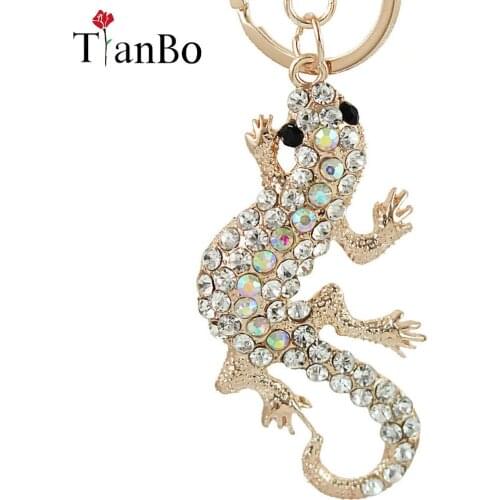 Wall Gecko Climb Lovely Cute Crystal Charm Pendant Purse Handbag Car Key Keyring Keychain Party Creative Best Gift Accessories