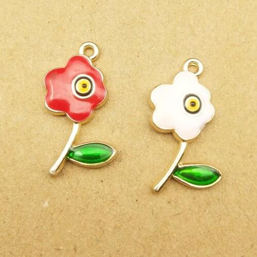 10pcs 20x24mm enamel eyes flower charm for jewelry making earring pendant necklace and bracelet charm