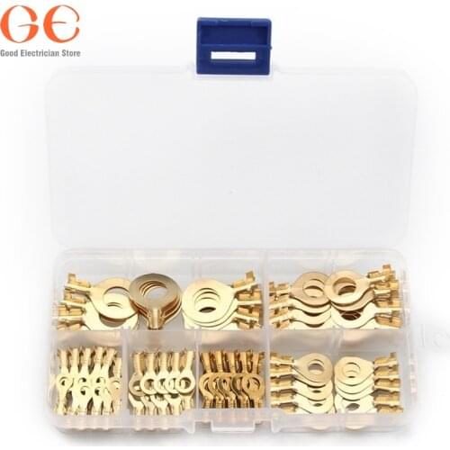 150PCS M3/ M4 M5 M6 M8 M10 Ring Lugs Ring Eyes Copper Crimp Terminals Cable Lug Wire Connector Non-insulated Assortment Kit