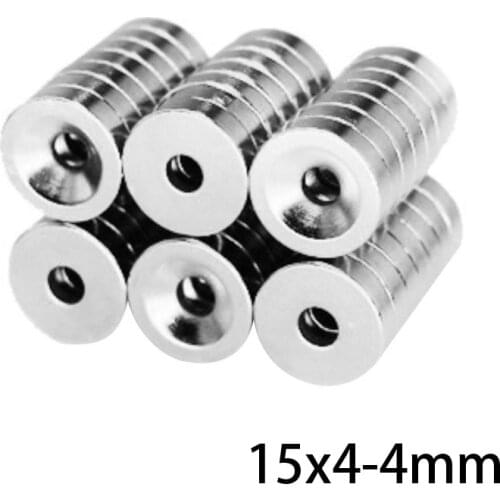 5~100pcs 15x4-4 Strong Rare Earth Magnet 15*4 mm Hole 4mm 15x4-4mm Round Countersunk Neodymium Magnetic Magnets N35 15*4-4 mm