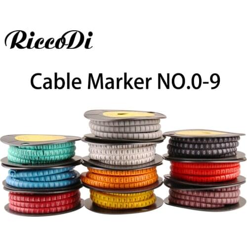 500PCS EC-0 Cable Wire Marker 0 to 9 For Cable Size 1.5 sqmm Colored