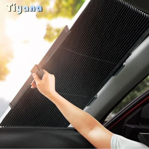 Auto Retractable Suction Cup Type Sun Shade Sunscreen Heat Insulation Front Car Sun Visor Honeycomb Double Layer Sun Shade 5