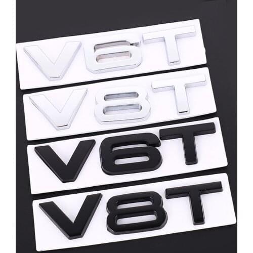 Car Sticker 3D V6T V8T Logo Metal Emblem Badge Decals Displacement Stickers for Audi S3 S4 S5 S6 S7 S8 A4L A5 A6L A7 Q3 Q5 Q7