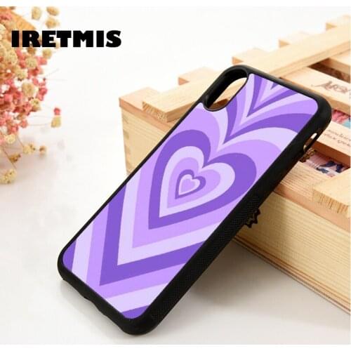 Iretmis 5 5S SE 6 6S TPU Silicone Rubber Phone Case Cover for iPhone 7 8 Plus X Xs 11 12 MINI Pro Max XR Purple Heart