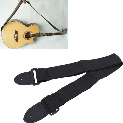 Guitar Strap Black Leather Head Adjustable Shoulder Strap For Guitar Electric Guitar Bass Guitar Parts Accessories