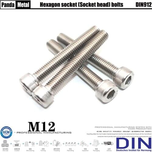 German industrial standard DIN912 screw 304 stainless steel cylindrical head hexagon screw size M12 metric thread, spot