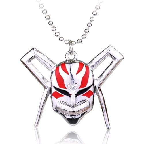 Dongsheng Fashion Anime Jewelry Bleach Necklace Kurosaki Ichigo Mask Necklace Hip Hop Beads Chain Cosplay Pendant Necklaces-30