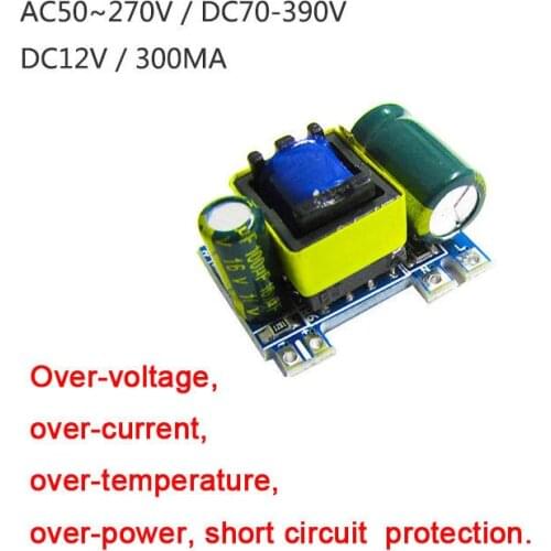 DYKB Mini AC-DC 110V 120V 220V 230V to 12V 3W 300MA Converter Board Isolated Switching Power Supply Module
