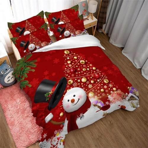 Fanaijia Christmas Duvet Cover set with pillowcase luxury bedding Set queen size Snowman print Bedspread Children gifts