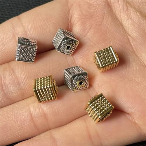 JunKang 10pcs cube perforated square bead connector for jewelry making DIY handmade bracelet necklace accessories wholesale