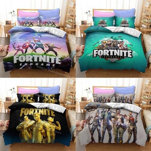 Fortnite Bedding Suit Quilt cover Pillowcase 3D Printed Bed Cotton Bedroom Duvet Case Fortress Night Home Anime Bedclothes Gifts