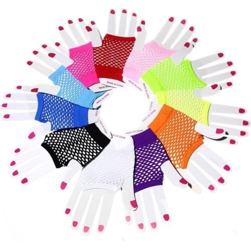 Short Mesh Fishnet Gloves Sexy Fingerless Gothic Hen Party Punk Disco Dance Costume Black Color Cosplay Gloves Cheap