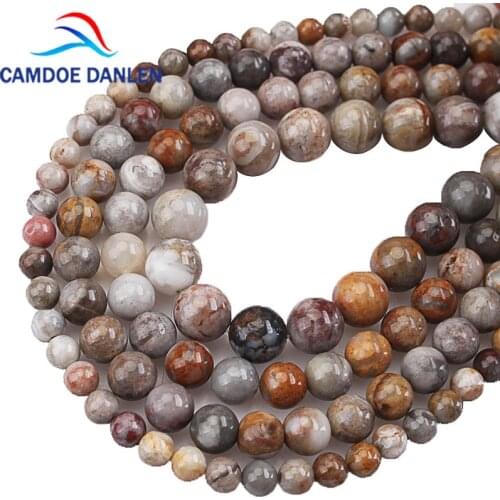 Natural Stone Red Crazy Agates Round Loose Beads 4 6 8 10 MM Diy Bracelet Earrings Beads for Fashion Jewelry Making