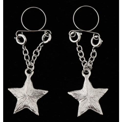 MagiDeal 2 Pair Crystal Star Fake Nipple Ring Non Pierced Clip On Adjustable Body Jewelry