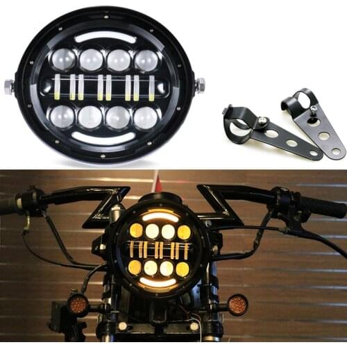 Motorcycle 7 Inch LED Head Light Universal 7" Moto Scooter Retro Headlamp for Harley Cafe Racer Bobber Honda GS125 CG125 Yamaha