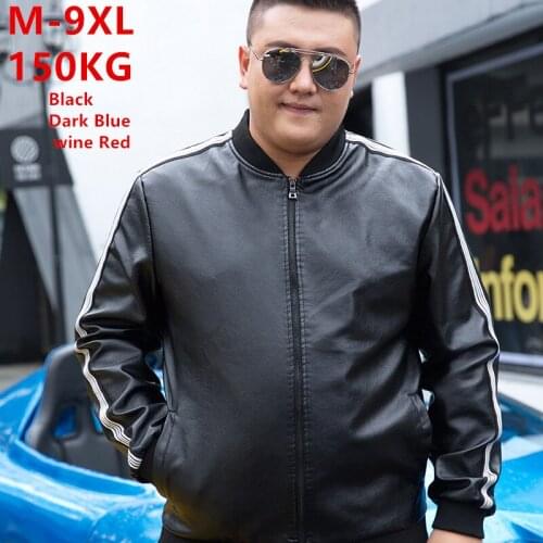 Men Leather Jacket 2019 Autumn Motorcycle PU Jackets Windbreaker Mens Coat Fleece Black Winter Clothes Plus Size 6XL 7XL 8XL 9XL