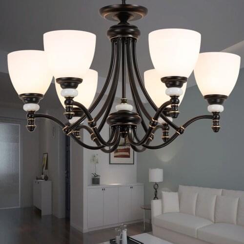 New European wrought iron chandelier American creative chandelier led simple restaurant retro ceiling lamp