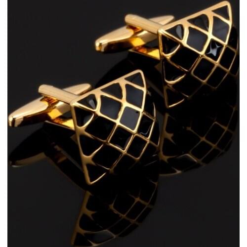 New Arrival High Quality Men Shirt Designer Enamel Cuff links Retail Copper Material Suqare Grid Design CuffLinks