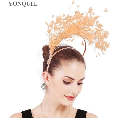 New Vintage Fancy Feathers Headbands For Women Female Party Dance Dinner Headwear Ladies Hair Bands Wedding Hair Accessories