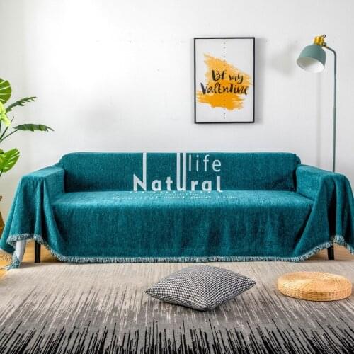 Solid Color Sofa Towel Sofa Covers for Living room Blanket with Tassels Plaid Slipcovers Protector Cover Couch Furniture Cover