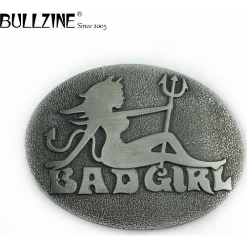 Bullzine wholesale zinc alloy Bad girl belt buckle pewter finish FP-02485 western LUXURIOUS jeans gift belt buckle