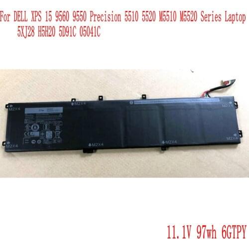 Original 11.4V 97WH 6GTPY Laptop Battery For DELL XPS 15 9570 9560 7590 For DELL Precision 5520 5530 Series Notebook