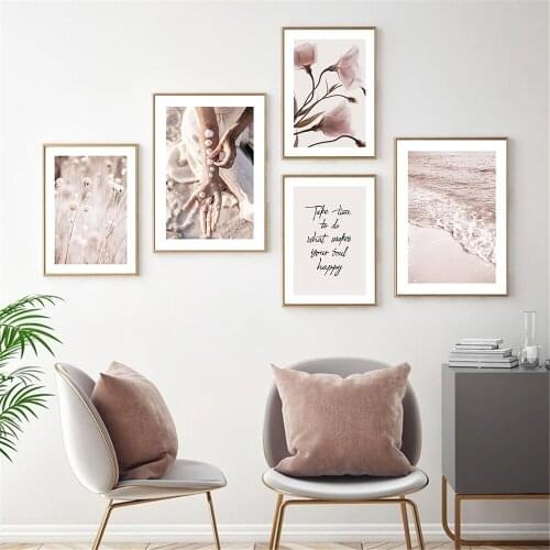 Beach Octopus Shell Landscape Art Prints Pink Flower Women Dance Wall Art Poster Forest Girl Swing Canvas Painting Home Decor