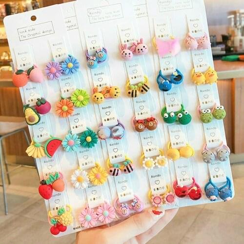 20/30/40 Pcs/set Children Cute Animal Flower Fruit Flower Baby Elastic Hair Bands Lovely Rubber Bands Kid Hair Accessories