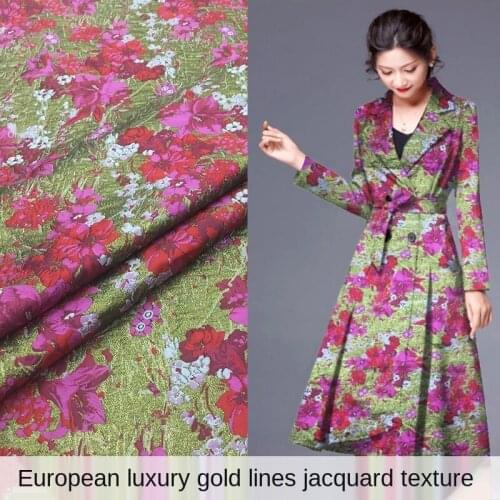Luxury gold silk jacquard windbreaker cotton jacket jacket brocade fabric sewing fabric factory shop not out of stock