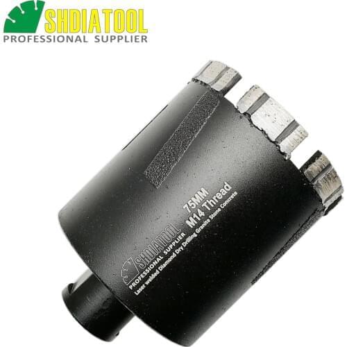 SHDIATOOL 1pc Laser Welded Diameter 75mm Diamond Dry or Wet Drilling Core Bit M14 thread hole saw for drilling granite marbel