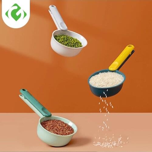 Scoop rice spoon Wheat Straw Rice Ladle shovel digging flour spoon Large capacity Kitchen Tableware Grain amount with clip spoon