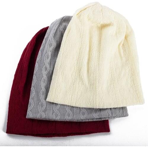 Special Stripe Design Cotton Knitted Adult Beanies Unisex Casual Solid Color Hat Caps Beanies Outdoor Daily Woman Men Cap