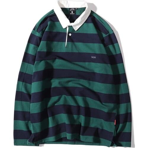 Striped Patchwork Sweatshirts Men Hoodies Fashion Casual Turn-Down Collar Pullovers Loose Retro Harajuku Hip Hop Streetwear
