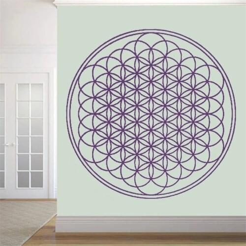 Sacred Flower of Life Geometric Wall Decals Yoga Boho Circle Mandala Vinyl Meditate Livingroom Stickers Home Decor Mural DW6606