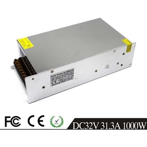 Universal DC Power Supply 32V 31.3A 1000W Driver Transformer 220V 110V AC To 32V DC Output for Led Light Lamp CNC Stepper Motors