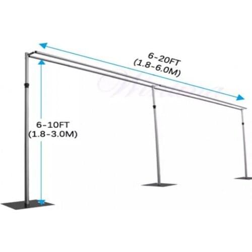 10FTX20FT Doubled Hanger Stainless Steel Wedding Backdrop Curtain Stand With Expandable Rods Adjustable Background Frame