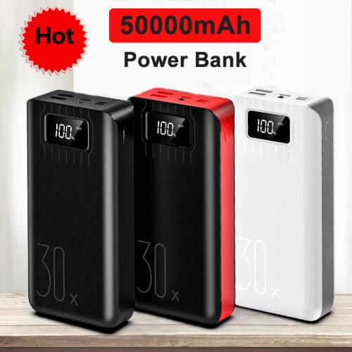 18650 Real Capacity Power Bank 50000mah External Battery 3 USB LED Powerbank Type-c Portable Mobile Charger For Xiaomi One Plus