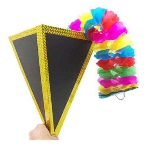 Funnel (Four-Screen Fan) Production With small Pull Flower Magic Tricks Appearing Magie Stage Close Up Gimmick Prop Accessories