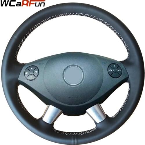 WCaRFun Black Genuine Leather Steering Wheel Cover for Mercedes Benz Viano E30 639