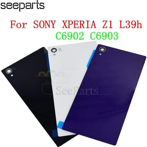 For SONY Xperia Z1 L39H Back Glass Battery Cover Rear Door Housing Replacement For SONY Z1 Compact Mini Battery Cover With NFC