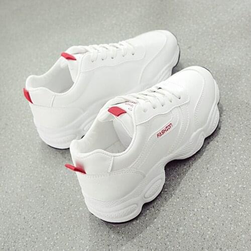 Women Casual Shoes 2021 New Women Sneakers Breathable PU Leather Platform White Women Sports Running Shoes Soft Footwears Plus