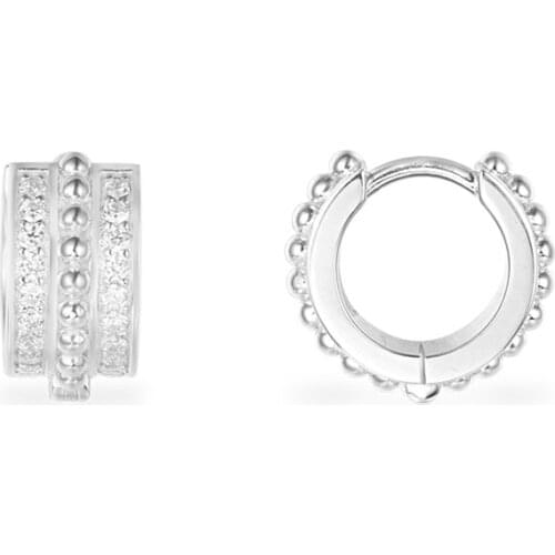 SLJELY Fashion Real 925 Sterling Silver Mini Circle Hoop Earrings Micro 5A Cubic Zirconia Stones Women Luxury Brand Jewelry